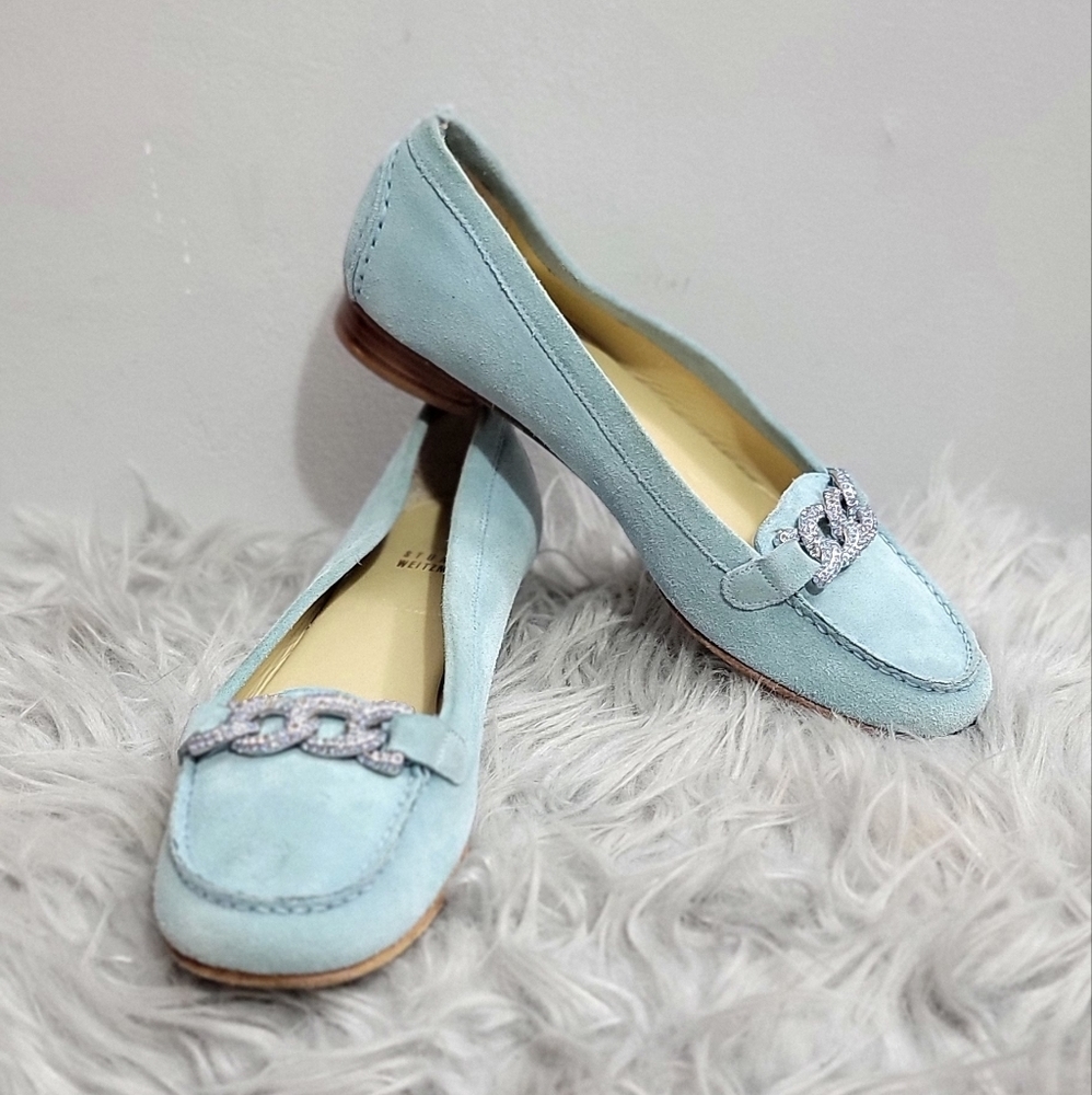 Stuart Weitzman Powder Blue Suede Loafers
